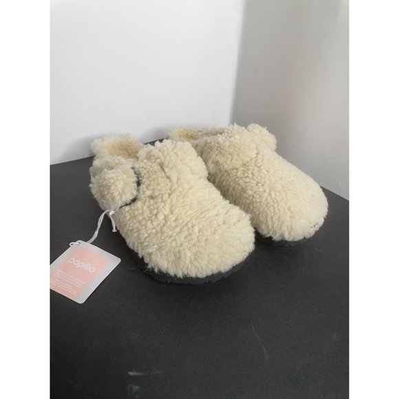 NEW Birkenstock Papillio Boston Big Buckle Shearling Mule Teddy Eggshell 37 US 6 - Picture 2 of 7